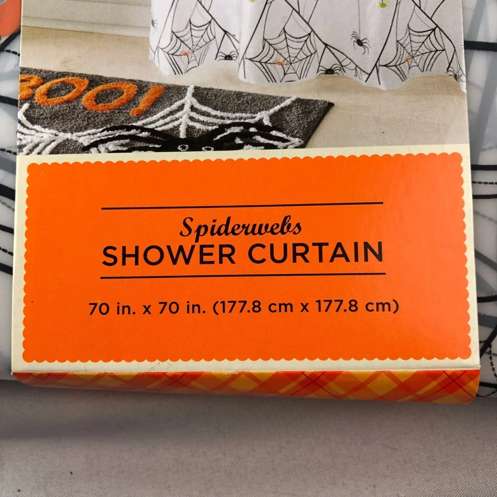 The Midnight Market Halloween Spiderwebs Shower Curtain 70x70 PEVA Vinyl